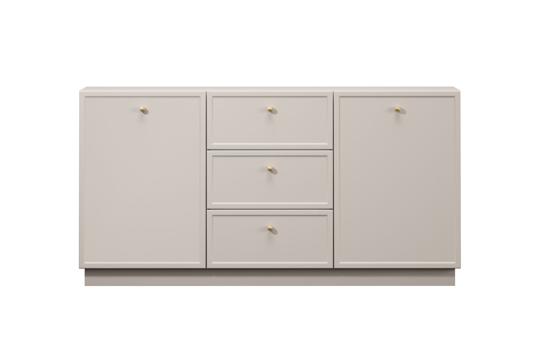 Madia 2 ante 3 cassetti cashmere con maniglie oro Lora 45x150 cm