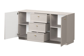 Madia 2 ante 3 cassetti cashmere con maniglie oro Lora 45x150 cm