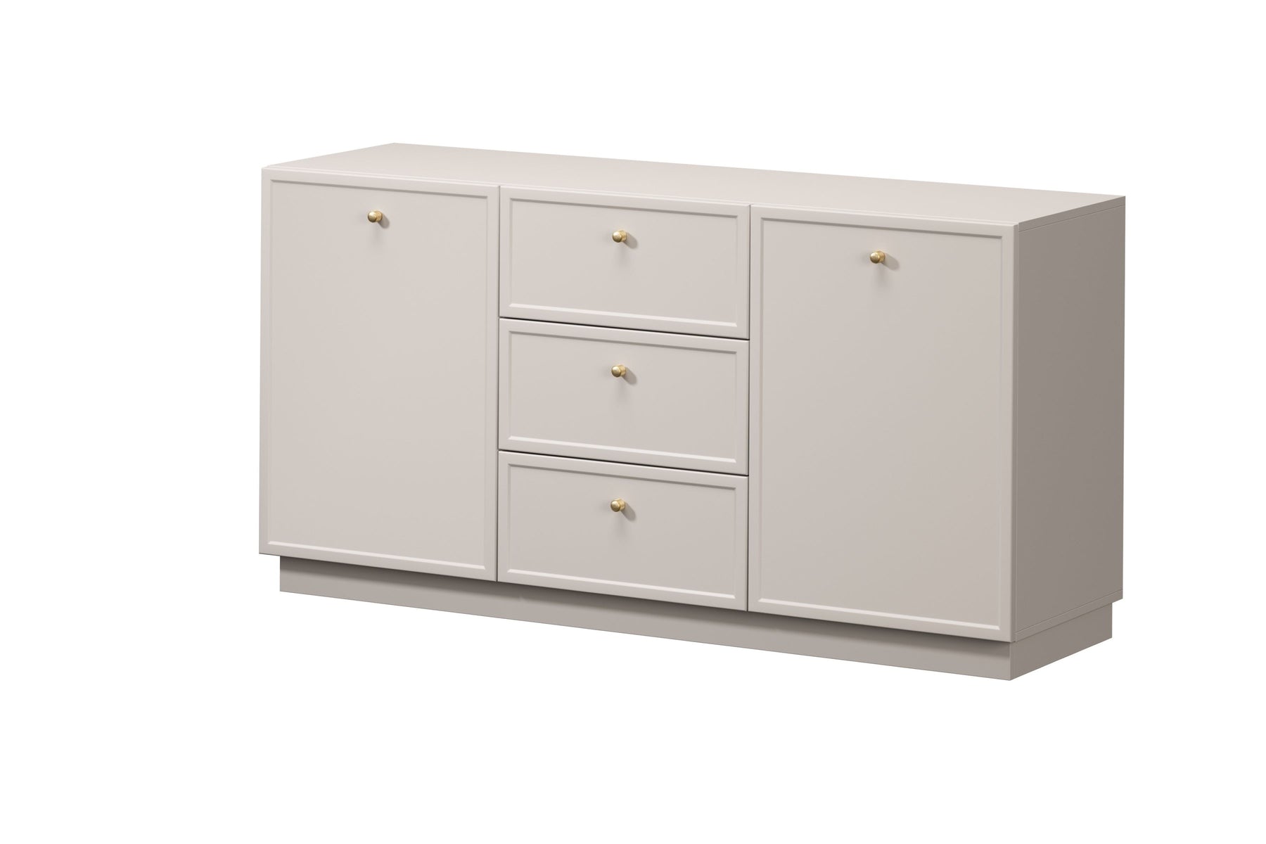 Madia 2 ante 3 cassetti cashmere con maniglie oro Lora 45x150 cm