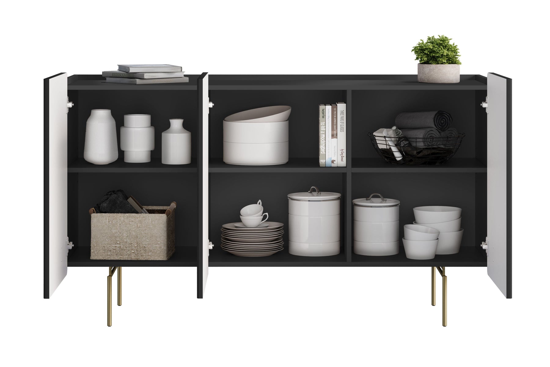 Madia 3 ante con piede in metallo Miami 150x87 cm