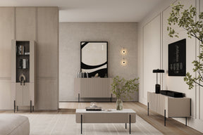Madia 3 ante con piede in metallo cashmere Miami 150x87 cm