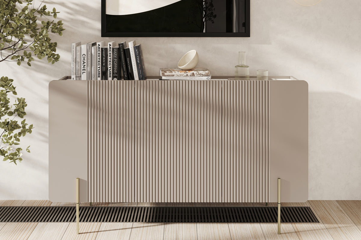 Madia 3 ante con piede in metallo cashmere Miami 150x87 cm