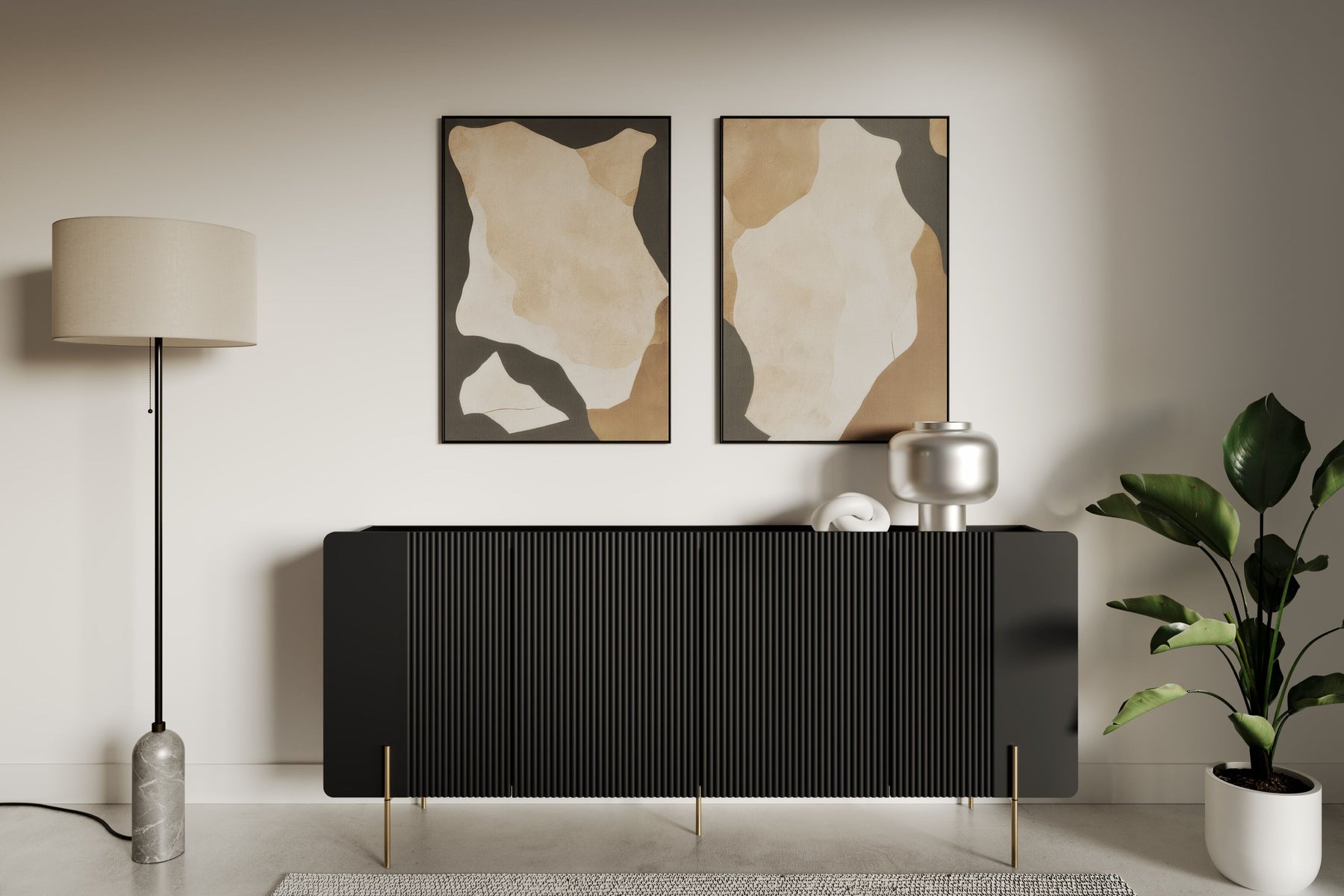 Madia 4 ante con piede in metallo Miami 200x87 cm
