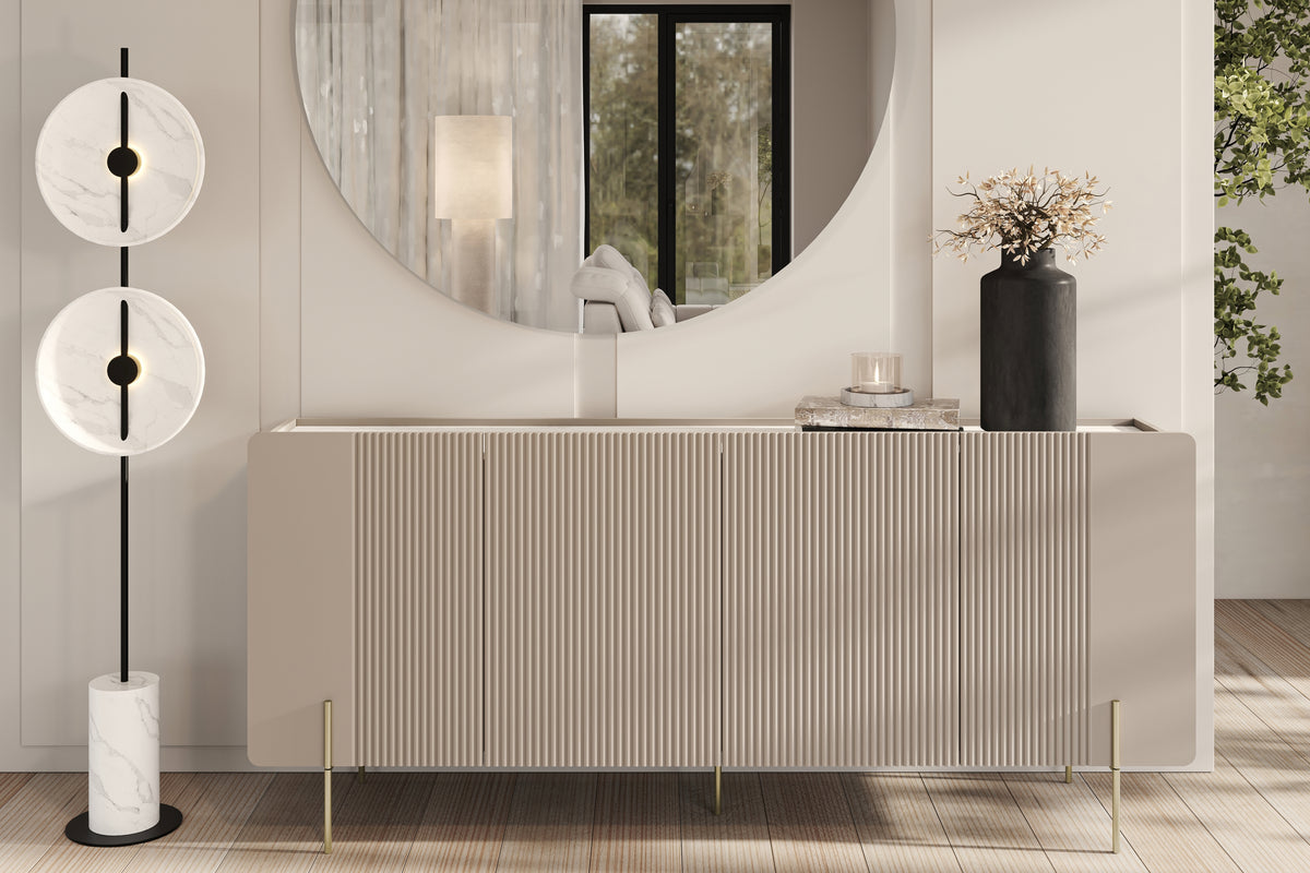 Madia 4 ante con piede in metallo cashmere Miami 200x87 cm