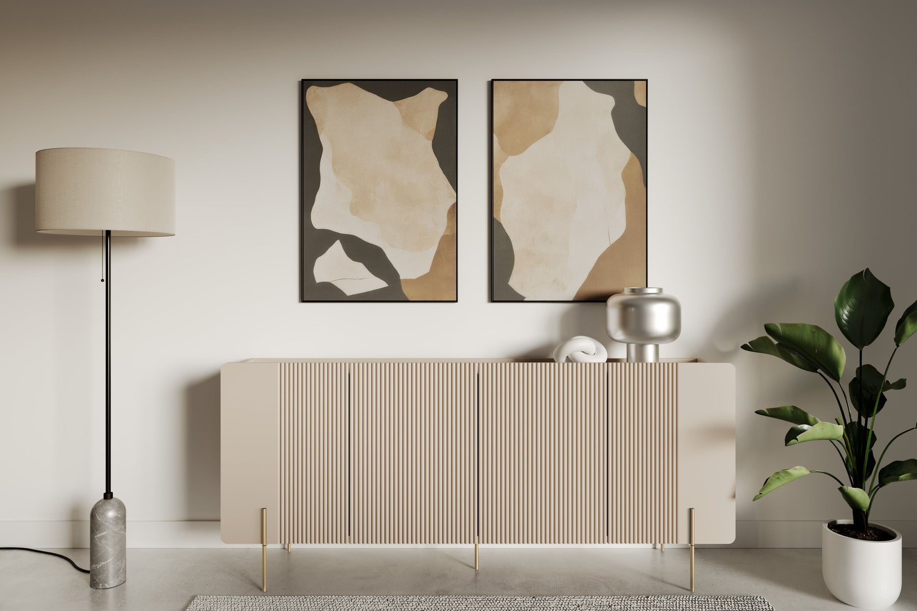 Madia 4 ante con piede in metallo Miami 200x87 cm