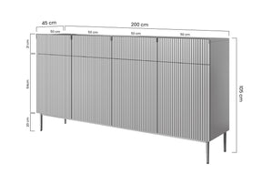 Madia 4 ante 4 cassetti con piede in metallo Nicole 200x105 cm
