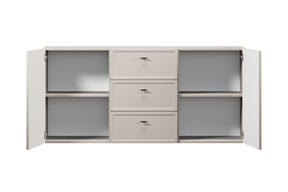 Madia 2 ante 3 cassetti cashmere con maniglie nere Lora 150x45 cm