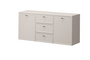 Madia 2 ante 3 cassetti cashmere con maniglie nere Lora 150x45 cm