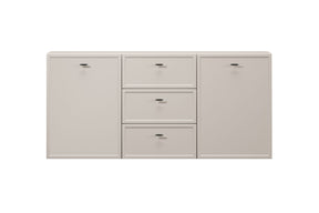 Madia 2 ante 3 cassetti cashmere con maniglie nere Lora 150x45 cm