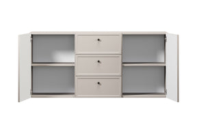 Madia 2 ante 3 cassetti cashmere con maniglie nere Lora 150x45 cm