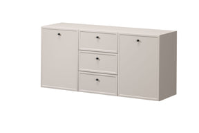 Madia 2 ante 3 cassetti cashmere con maniglie nere Lora 150x45 cm