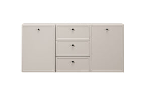 Madia 2 ante 3 cassetti cashmere con maniglie nere Lora 150x45 cm