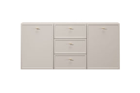 Madia 2 ante 3 cassetti cashmere con maniglie oro Lora 45x150 cm