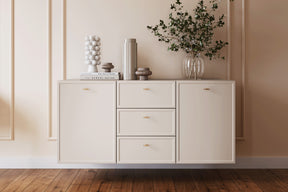 Madia 2 ante 3 cassetti cashmere con maniglie oro Lora 45x150 cm