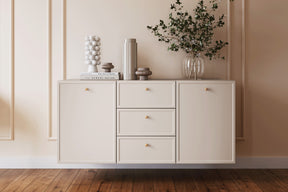 Madia 2 ante 3 cassetti cashmere con maniglie oro Lora 45x150 cm