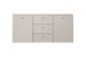 Madia 2 ante 3 cassetti cashmere con maniglie oro Lora 45x150 cm