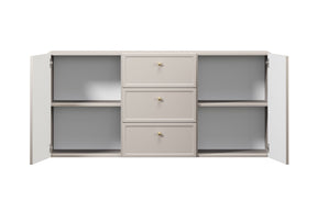 Madia 2 ante 3 cassetti cashmere con maniglie oro Lora 45x150 cm