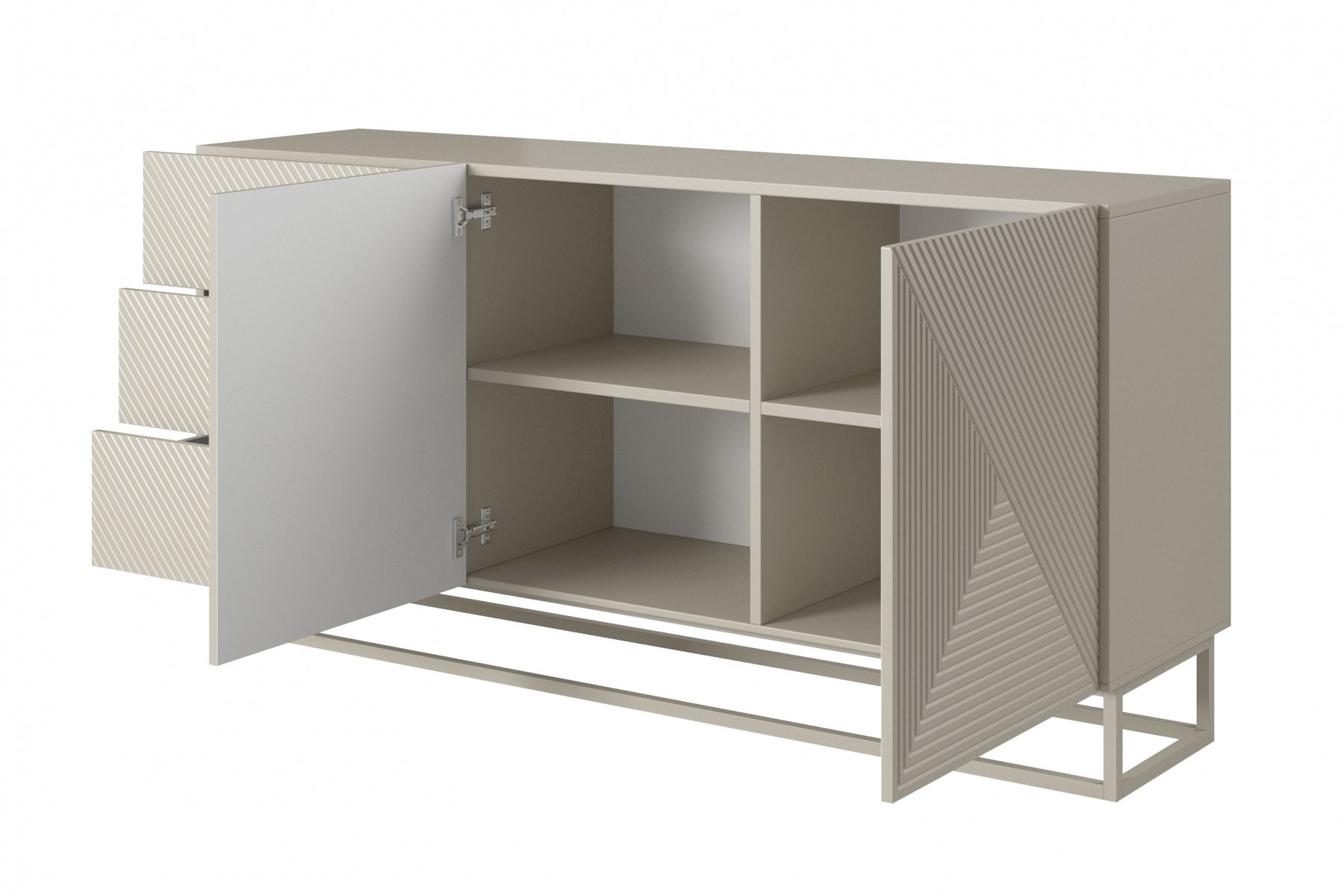 Madia 2 ante 3 cassetti in legno laminato con piede in metallo Asha 167x43 cm