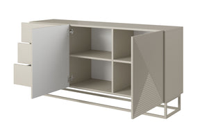 Madia 2 ante 3 cassetti in legno laminato con piede in metallo Asha 167x43 cm