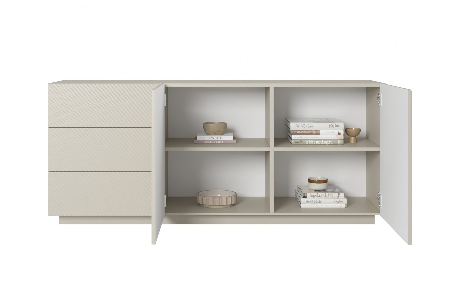Madia 2 ante 3 cassetti in legno laminato Asha 167x43 cm