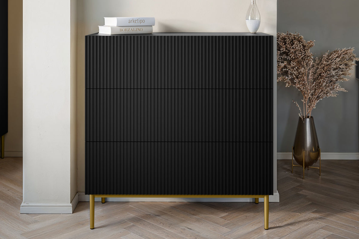 Cassettiera 3 cassetti con piede in metallo Nicole 100x105 cm