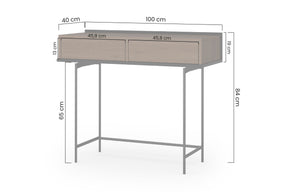 Consolle 2 cassetti con piede in metallo Zoa 100 x 84 cm