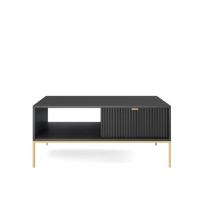 Tavolino con piedi in metallo 1 cassetto ed 1 vano in legno laminato Miseno 104x68 cm