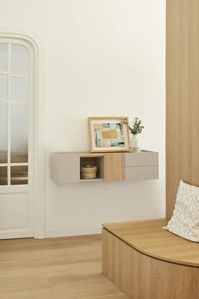 Consolle sospesa legno rovere e cashmere Otto 110x35 cm