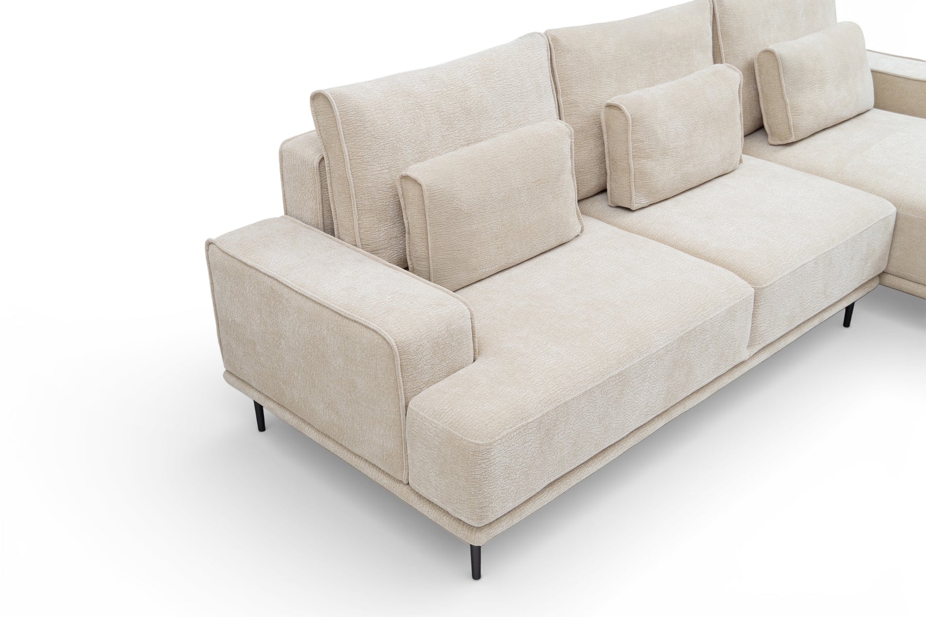 Divano angolare in tessuto beige Tami 283 x169 cm