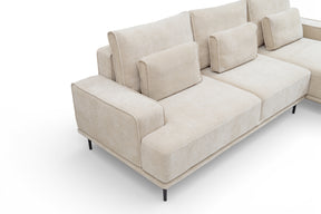 Divano angolare in tessuto beige Tami 283 x169 cm