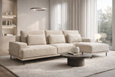 Divano angolare in tessuto beige Tami 283 x169 cm