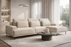 Divano angolare in tessuto beige Tami 283 x169 cm