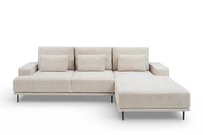Divano angolare in tessuto beige Tami 283 x169 cm