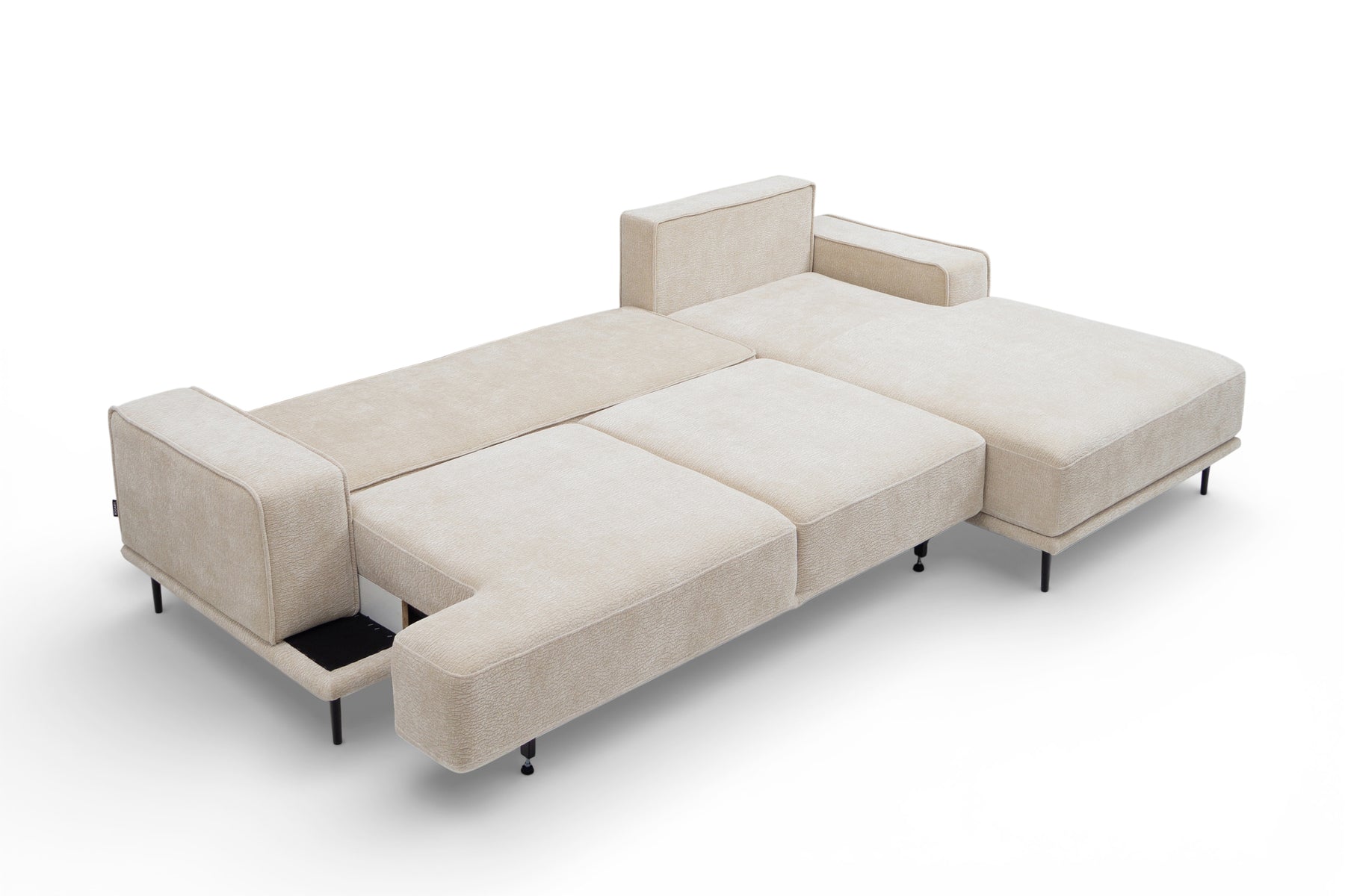 Divano angolare in tessuto beige Tami 283 x169 cm