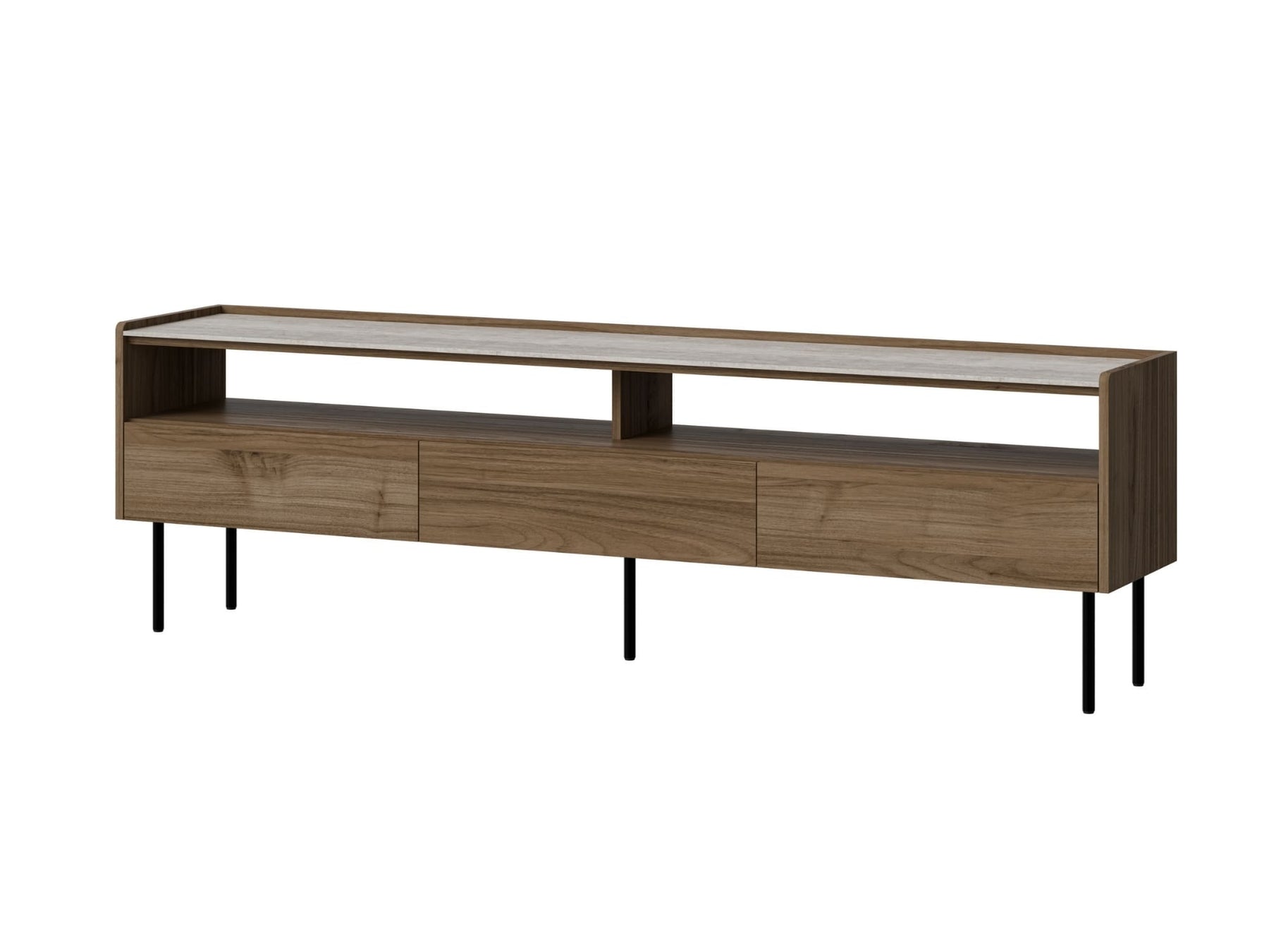 Mobile TV con 3 cassetti noce con gambe in metallo Kos 180 x 46 cm