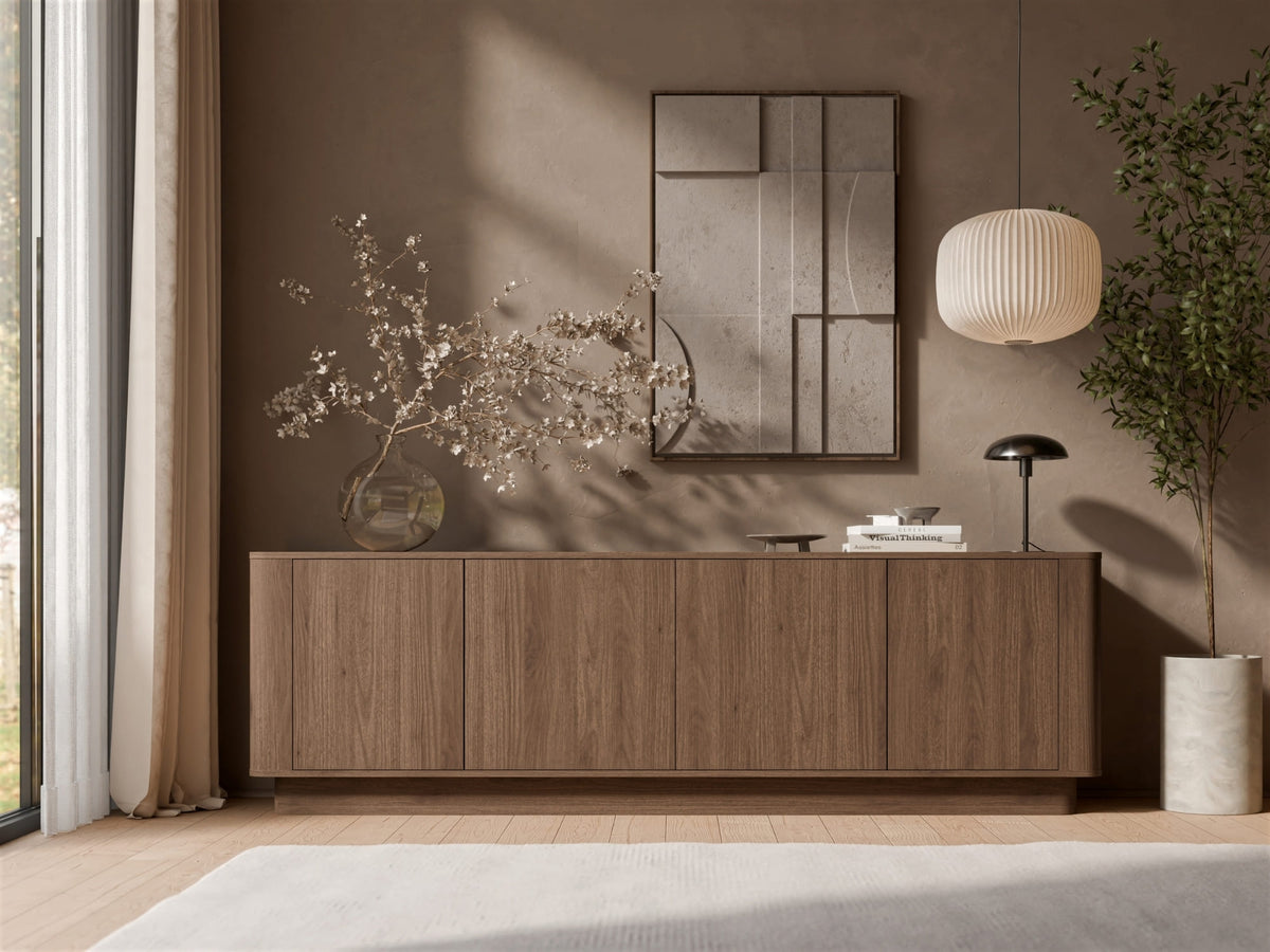 Madia in legno noce opaco 4 ante Kadro 210 x 65 cm