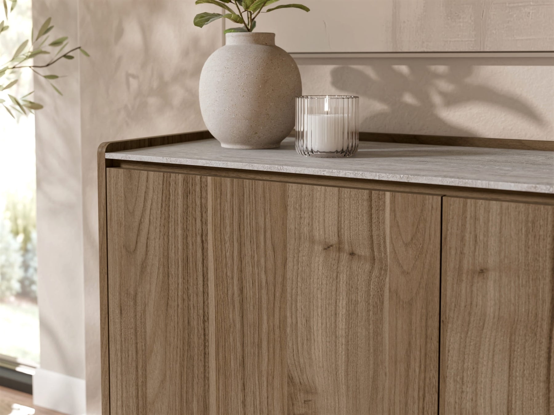 Madia a 2 ante e 3 cassetti noce con gambe in metallo Kos 160 x 75 cm