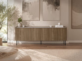 Madia a 4 ante noce con gambe in metallo Kos 210 x 75 cm