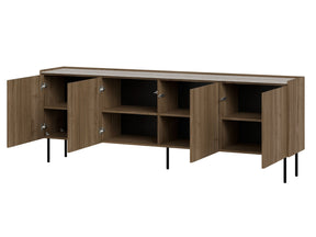 Madia a 4 ante noce con gambe in metallo Kos 210 x 75 cm