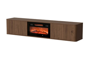 Mobile TV con camino elettrico in legno noce opaco 2 ante Kadro 180 x 46 cm