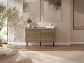 Cassettiera 6 cassetti noce con gambe in metallo Kos 120 x 75 cm