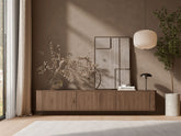 Mobile TV sospeso in legno noce opaco 3 ante Kadro 210 x 45cm