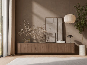 Mobile TV sospeso in legno noce opaco 3 ante Kadro 210 x 45cm