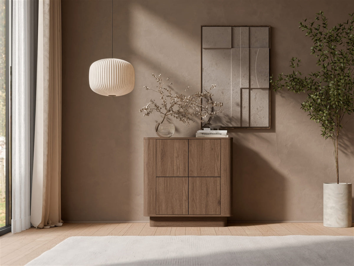 Credenza in legno noce opaco 4 ante Kadro 80 x 80 cm