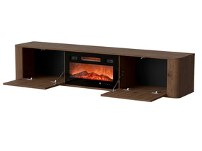 Mobile TV con camino elettrico in legno noce opaco 2 ante Kadro 180 x 46 cm