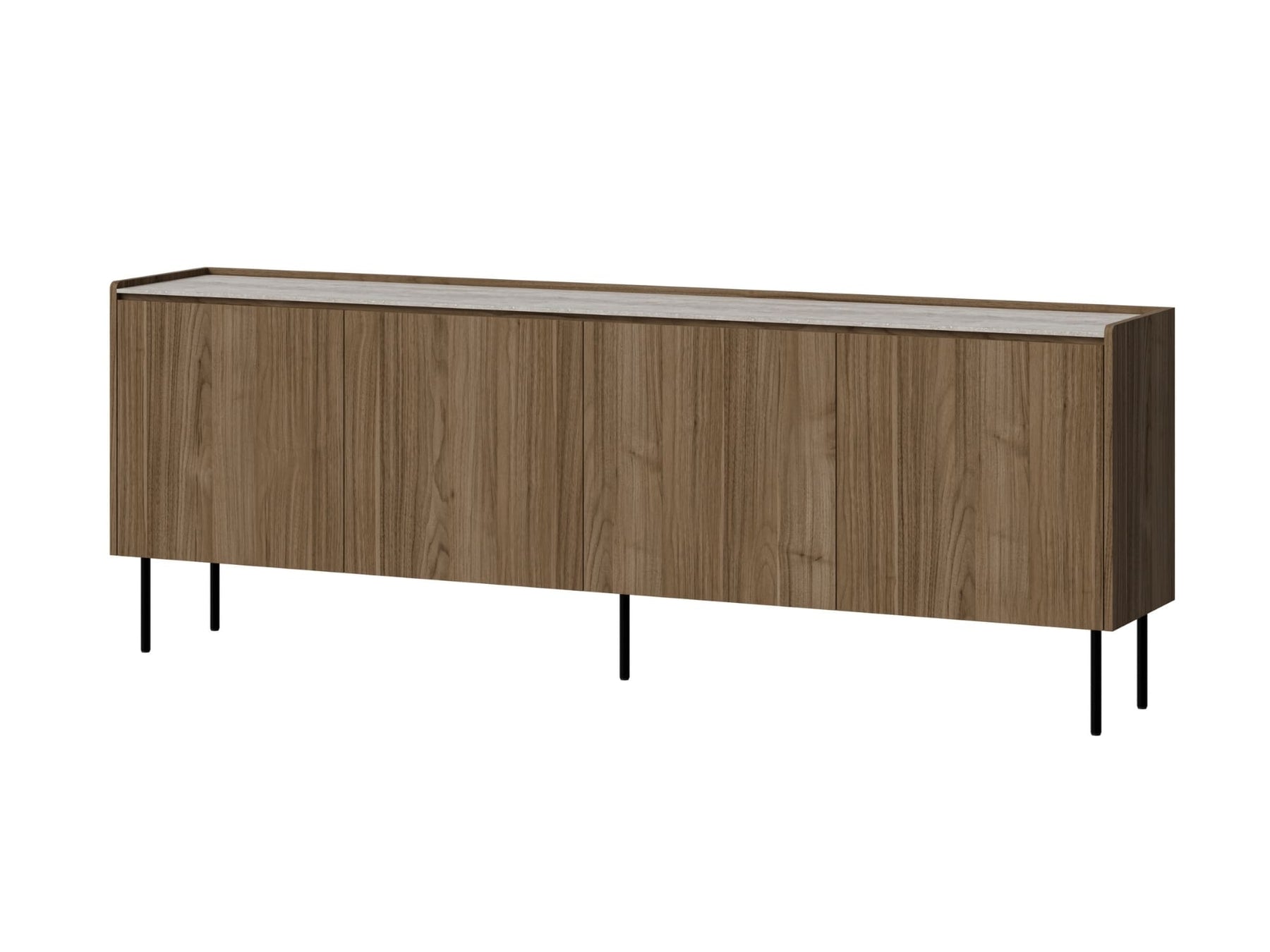 Madia a 4 ante noce con gambe in metallo Kos 210 x 75 cm