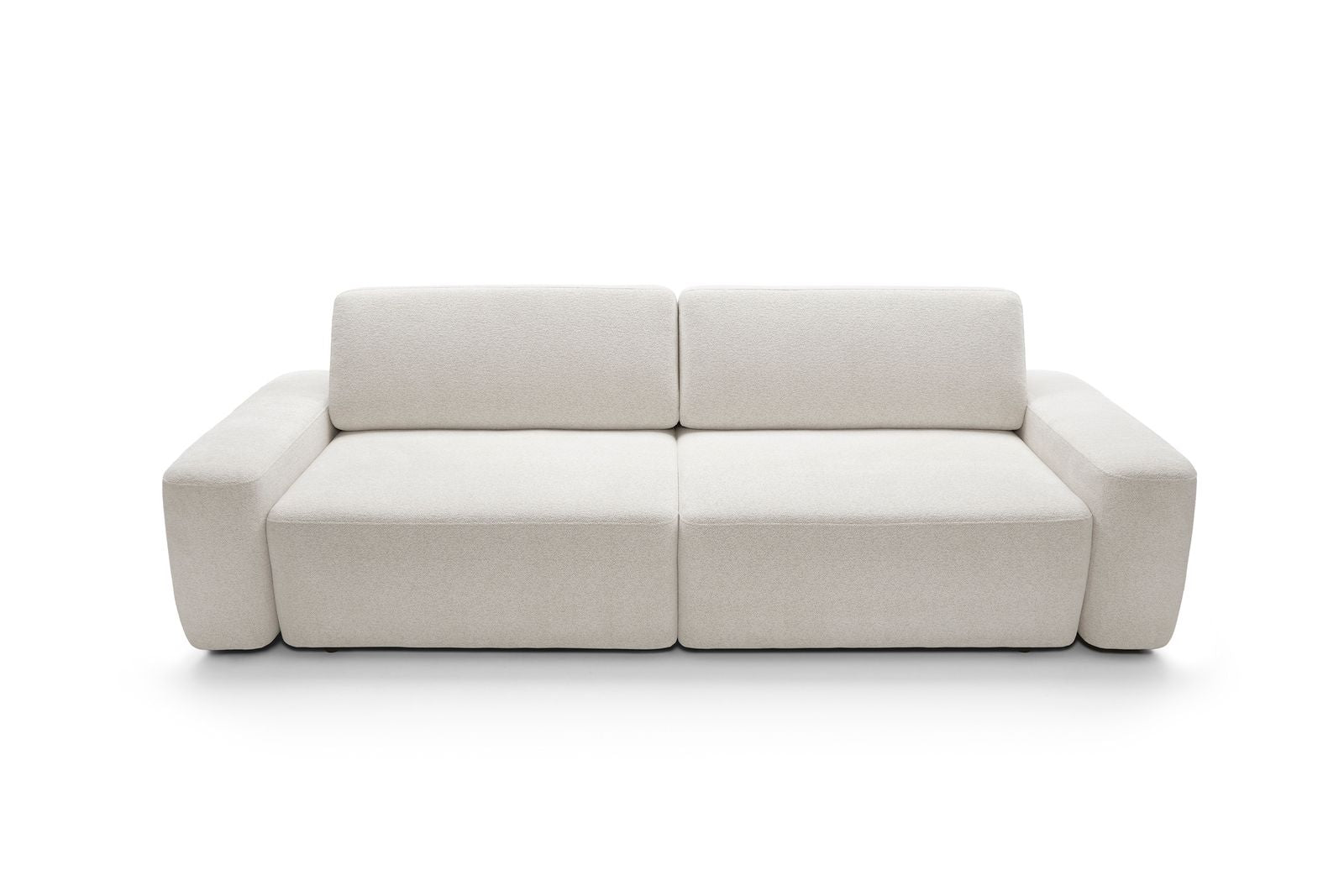 Divano in tessuto melange bianco con contenitore Hoba 257x82 cm