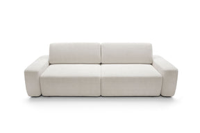 Divano in tessuto melange bianco con contenitore Hoba 257x82 cm