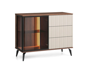 Madia 1 anta 3 cassetti cashmere/noce Vika 103x80 cm