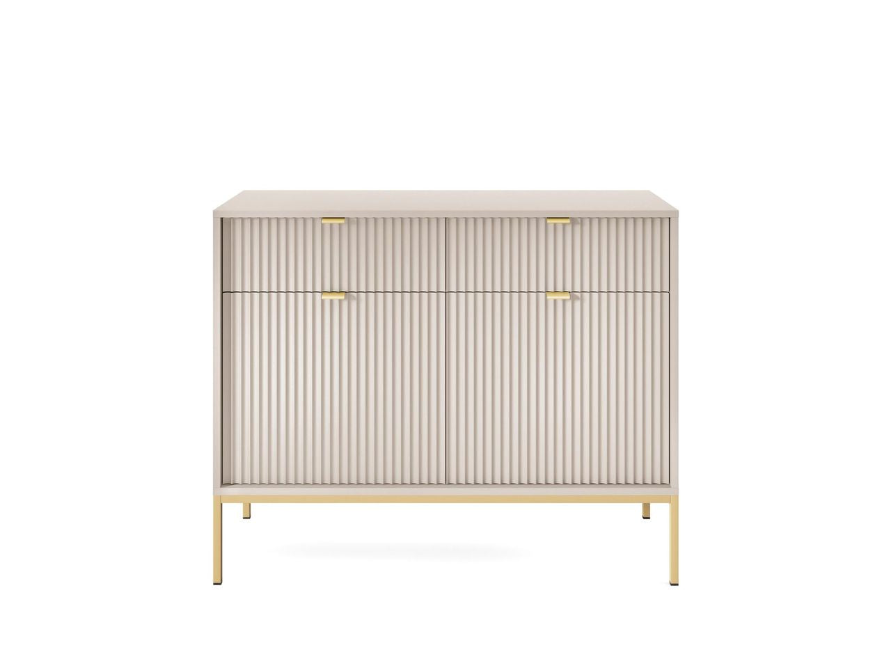 Madia con piedi in metallo 2 ante e 2 cassetti in legno laminato Miseno 104x83 cm